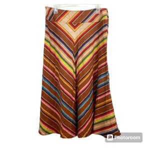 Lauren Ralph Lauren Serape 100% Linen Colorful Long Skirt